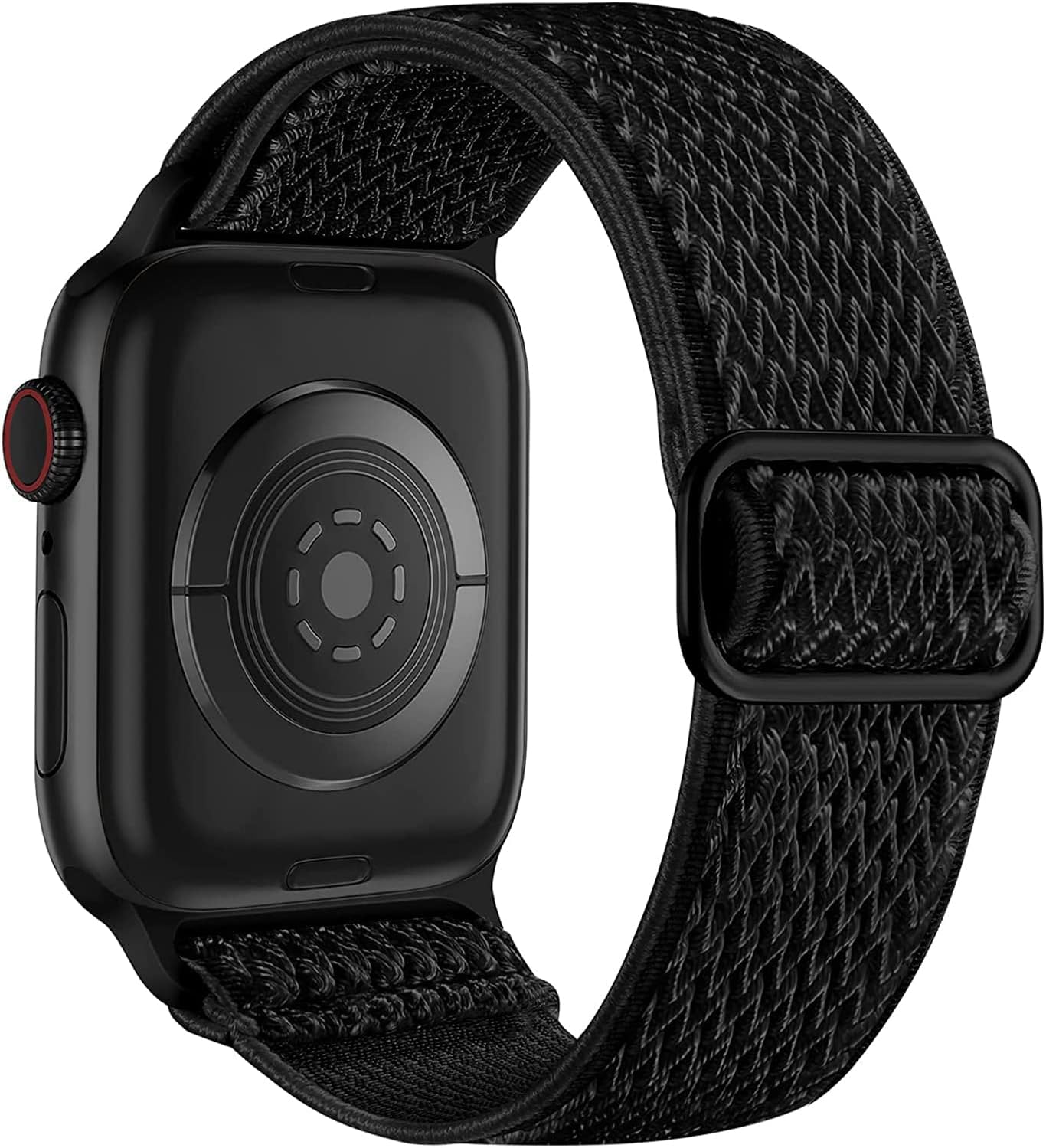 Nylon Stretchy Solo Loop Watch Band, Compatible with Apple Watch Series 11-1, SE/Ultra 3 2 1 38/40/41/42/44/45mm/46mm/49mm, Adjustable Replacement Strap for Women Men Black 44mm/45mm/46mm/49mm/(42mm-Series 3 2 1)