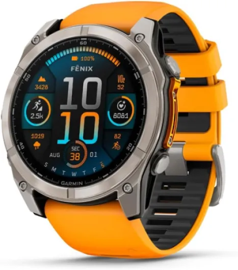 Fēnix® 8 – 51 mm, AMOLED, Sapphire, Premium Multisport GPS Smartwatch, Long-Lasting Battery Life, Dive-Rated, Built-in LED Flashlight, Titanium with Spark Orange/Graphite Band 51 mm fenix 8 - AMOLED Titanium with Orange/Graphite Band