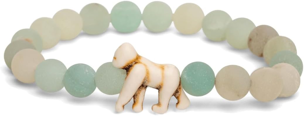Gorilla Tracking Bracelet, Elastic, supports Dian Fossey Gorilla Fund, one size fits most for Men and Women Sky Stone