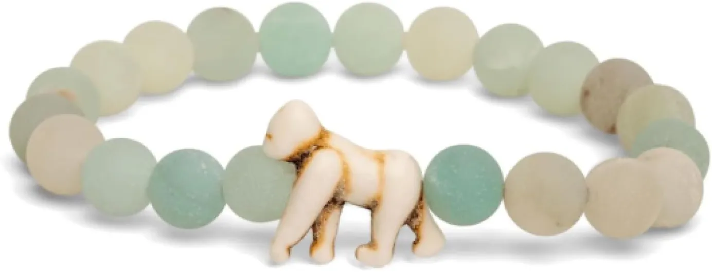 Gorilla Tracking Bracelet, Elastic, supports Dian Fossey Gorilla Fund, one size fits most for Men and Women Sky Stone