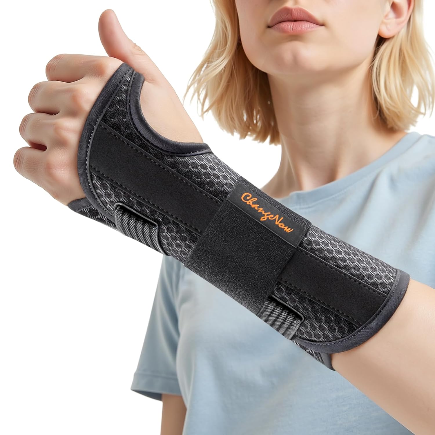Ultra Breathable Carpal Tunnel Wrist Brace for Women&Men [Upgraded Medical-Grade] Night Wrist Support with Metal Splints Adjustable Rigid Hand Brace for Tendonitis, Sprain, Arthritis, Pain Relief Right Hand Black S/M