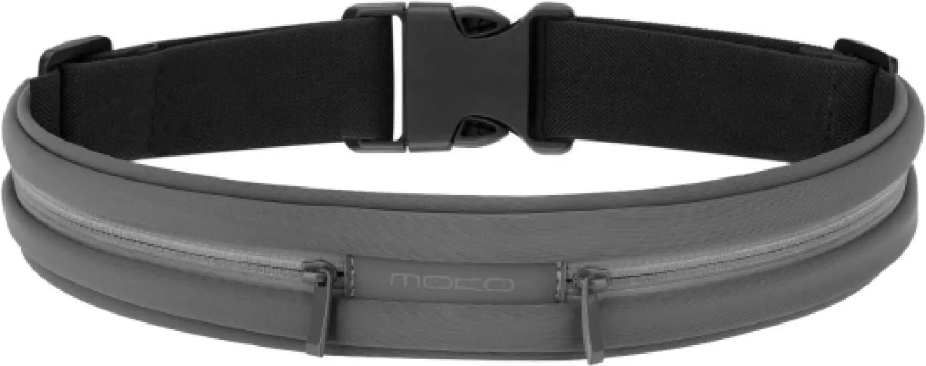 Sports Running Belt,Outdoor Dual Pouch Sweatproof Reflective Slim Waist Pack,Fitness Workout Belt Fanny Pack Compatible with iPhone 11/11 Pro Max/X/Xr/Xs Max/8/7, Galaxy Note 10/10 Plus, S20/S10 Gray