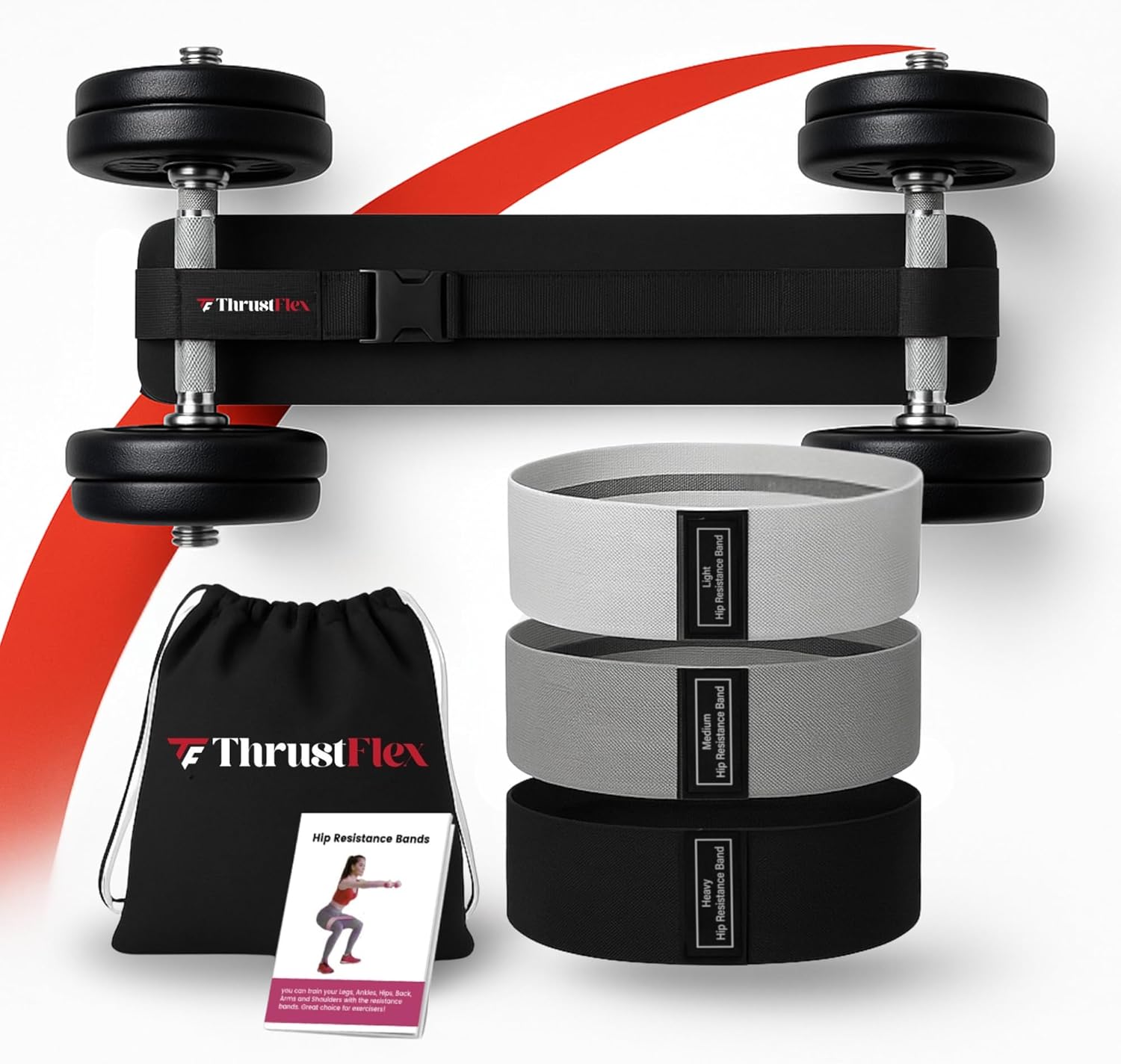 Hip Thrust Belt for Weights with Fabric Resistance Bands for Legs – Booty Belt & Booty Bands Workout Kit, Non Slip Glute Workout Equipment for Exercise at Home & Gym