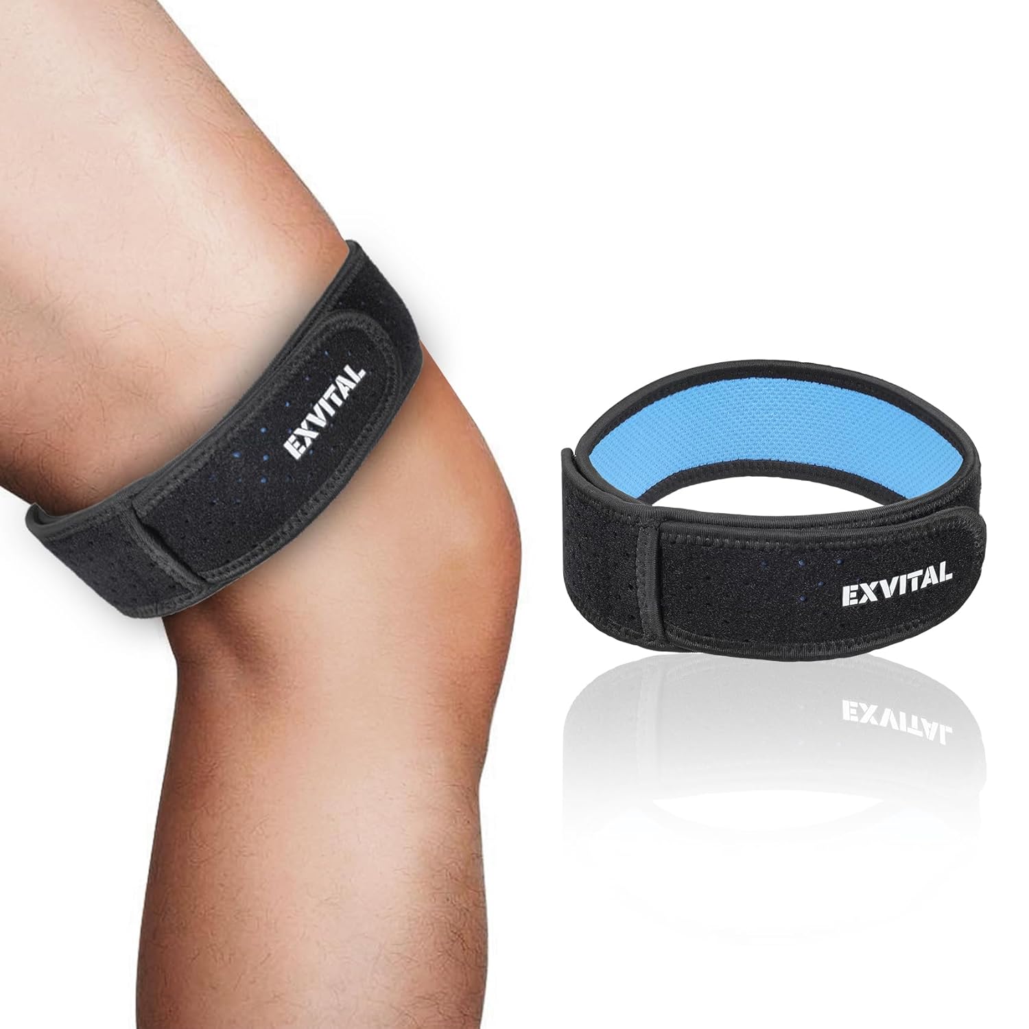 EXVITAL IT Band Straps Iliotibial Band Brace Relieve ITB Syndrome for Men & Women Adjustable Knee Straps Iliotibial Band Compression Wrap for Exercseing 1 Pack