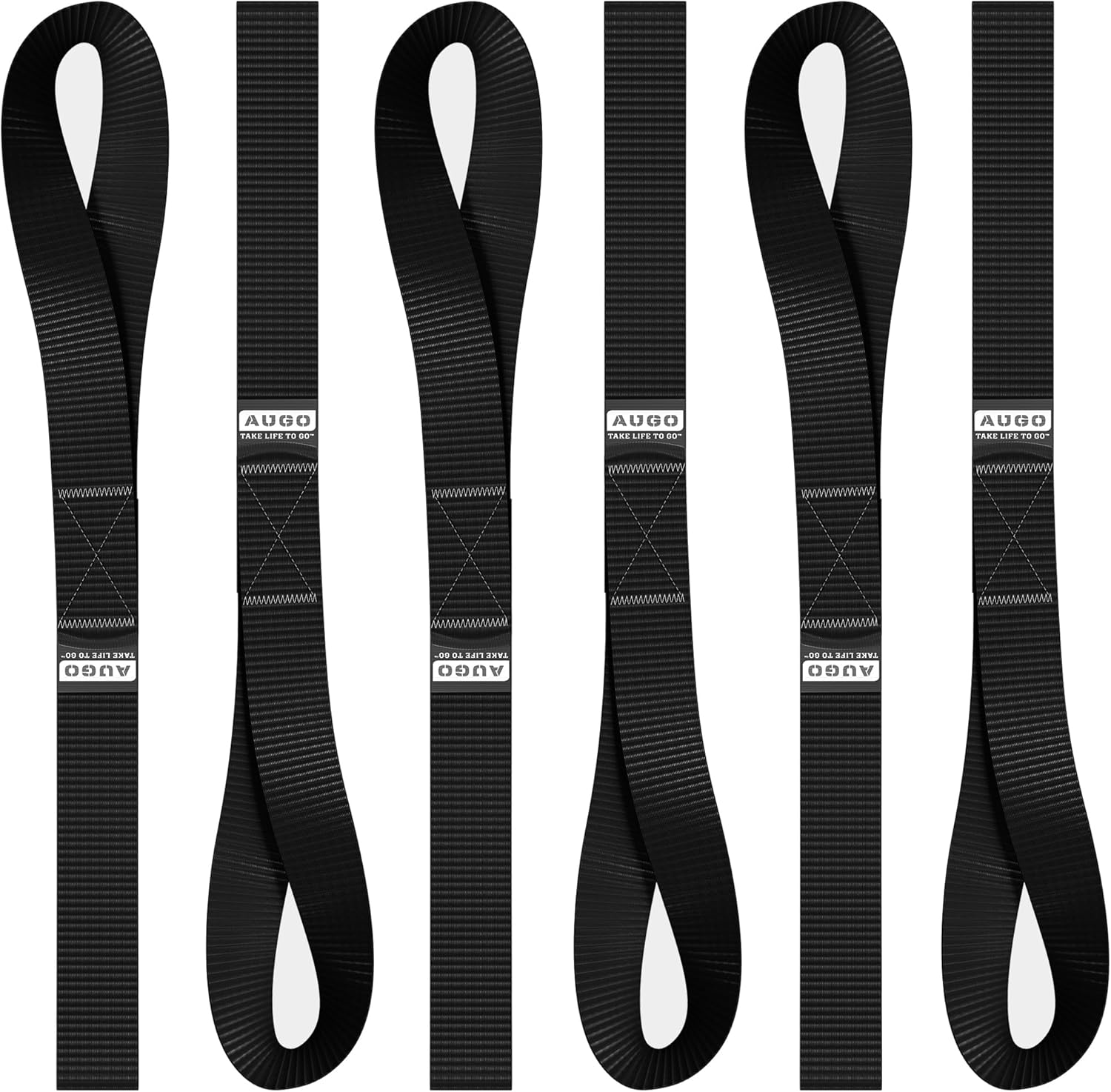 Soft Loop Tie Down Straps - 1,500 Load Capacity & 4,500 Lbs Breaking Strength - 6 Pack - Loops for Securing ATV, UTV, Motorcycles, Scooters, Dirt Bikes, Lawn & Garden Equipment - by AUGO 12 Inch Black