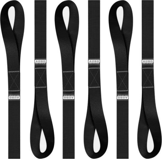 Soft Loop Tie Down Straps - 1,500 Load Capacity & 4,500 Lbs Breaking Strength - 6 Pack - Loops for Securing ATV, UTV, Motorcycles, Scooters, Dirt Bikes, Lawn & Garden Equipment - by AUGO 12 Inch Black