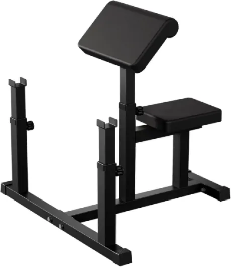Fitness Black Adjustable Arm Preacher Curl bench, Bicep Tricep Curl Machine, Seated trenghthen Training Isolated Barbell Dumbell Station for Home Gym