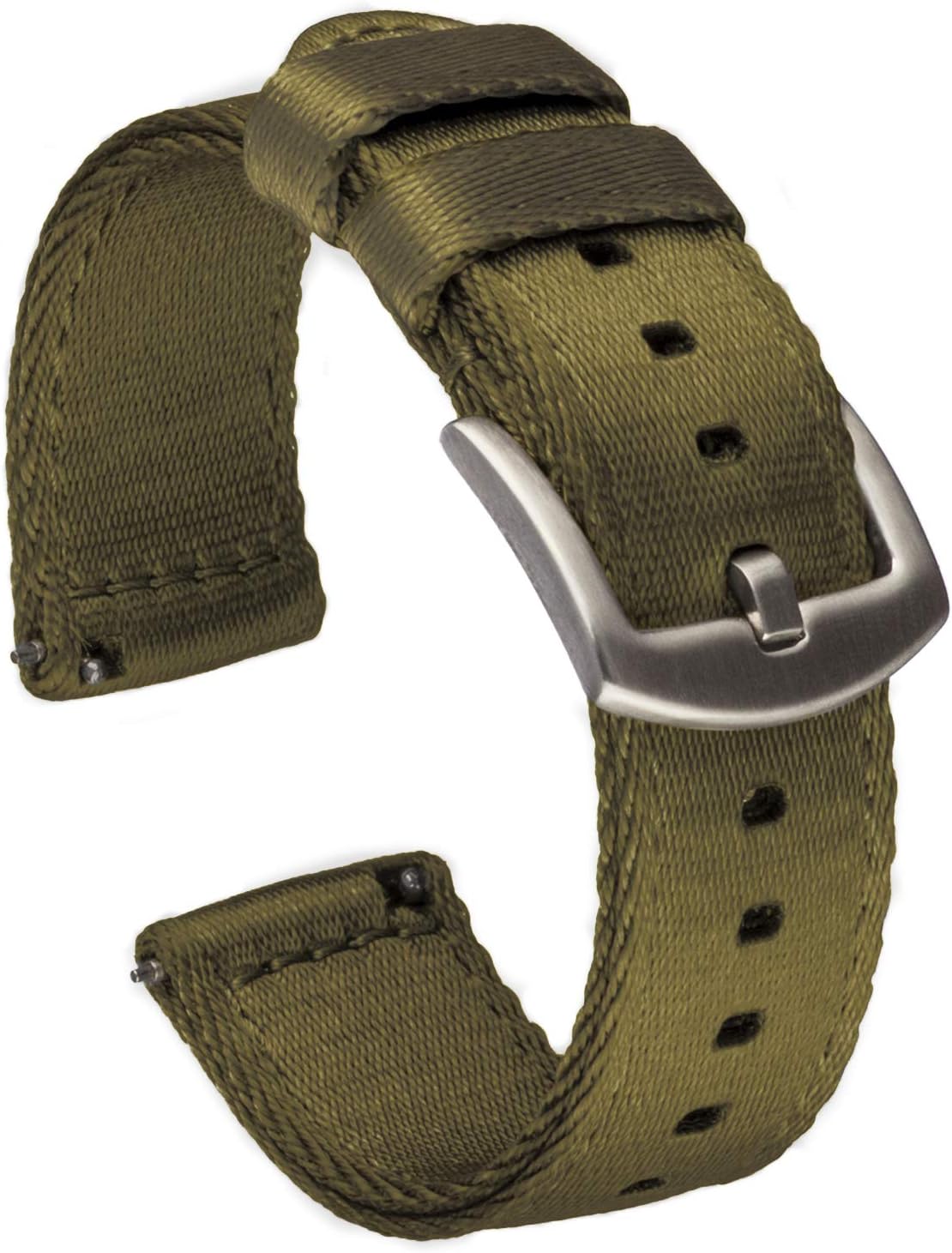 Benchmark Nylon Watch Band - Premium Waterproof Seatbelt Nylon Watch Straps for Men and Women - Integrated Quick Release Spring Bars - Choice of Color & Width - 18mm, 20mm or 22mm 18mm Army Green