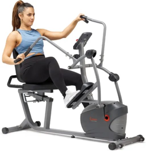Sunny Health & Fitness Smart Recumbent Bike, Full-Body Home Training with Arm/Leg Exercisers, Indoor Cycling Workout Machine Plus Adjustable Seat & Bulit-in Pulse Sensors, Free SunnyFit App Connection Recumbent Elliptical