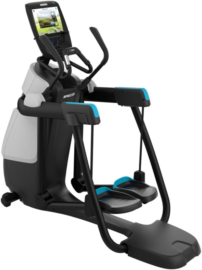 Precor Elliptical AMT 885 with Open Stride and P82 Console - Storm Grey w/Black Covers, Silver w/Pacific Blue Covers, Black Pearl w/Black Covers