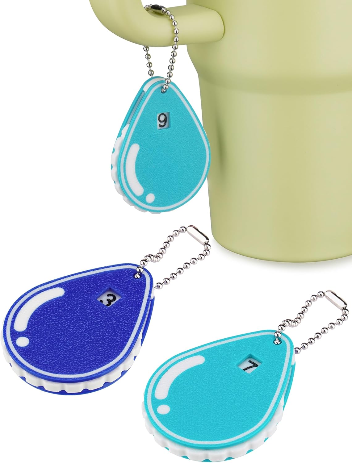 2PCS Hydration Trackers, 3D Printed Daily Drink Water Reminder, Reusable Water Tracker for Fitness, Weight Loss, Water-Proof Cups Decor (Blue)