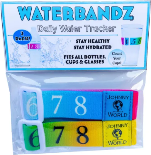 WaterBandz - Stay Hydrated: Elastic Fabric Bands Make your Daily Water Intake Simple and Fun! Universal size for Water Bottles, Cups, and Glasses with Movable Counting Frame – Stay Hydrated All Day!