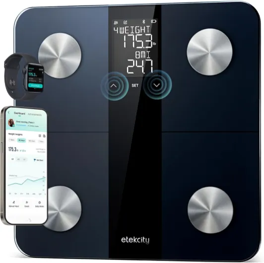 Upgraded Smart Scale for Body Weight, FSA&HSA Eligible, Bathroom Digital Scale with BMI, Body Fat, Muscle Mass, 13 Metrics with a Large Display, Support Offline Mode and Apps Connection Black Large Display Scale