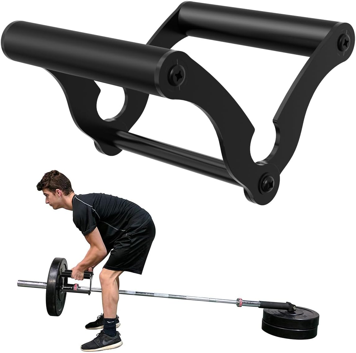 V Bar Landmine Handle Attachment for Barbell Bar, Solid Multi-Grip Landmine Handle Attachment with Non-Slip Rubber Handle, Fits Olympic Bars Strength Training Bars Black
