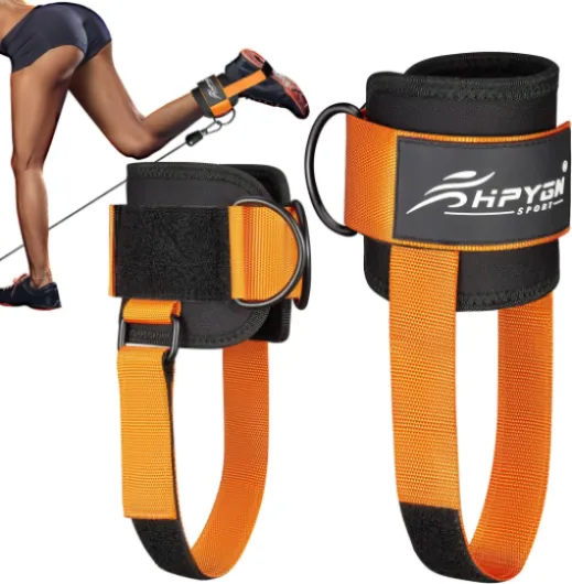 Ankle Strap for Cable Machine, Padded Ankle Straps for Cable Machine Kickbacks, Glute Workouts, Leg Extensions, Curls, Booty Hip Abductors Exercise, Adjustable Comfort Ankle Cuff for Gym 1Pair-Orange