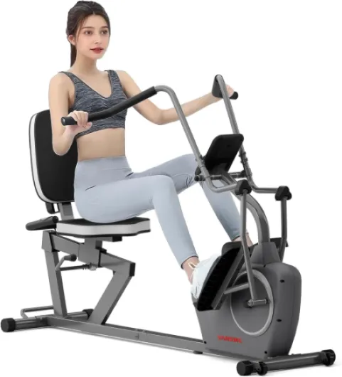 Recumbent Elliptical Cross Trainer – Full-Body Low-Impact Recumbent Exercise Bike with Bluetooth App, Magnetic Resistance, Quiet Belt Drive for Seniors & Home Rehab Silver