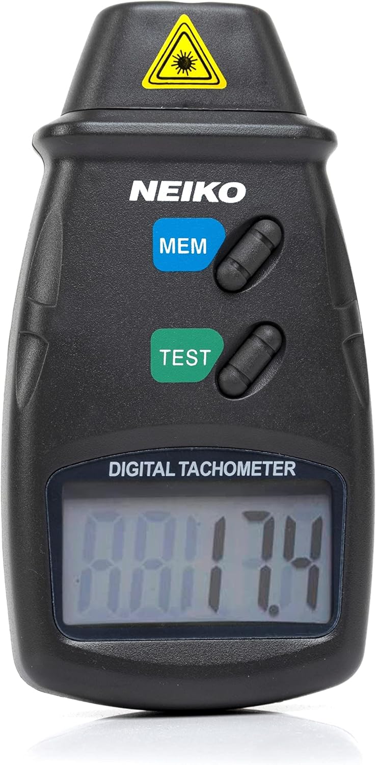 20713A Digital Tachometer, Noncontact Laser Photo Sensor with 2.5 to 99,999 RPM Accuracy, RPM Gauge Marker with Batteries Included