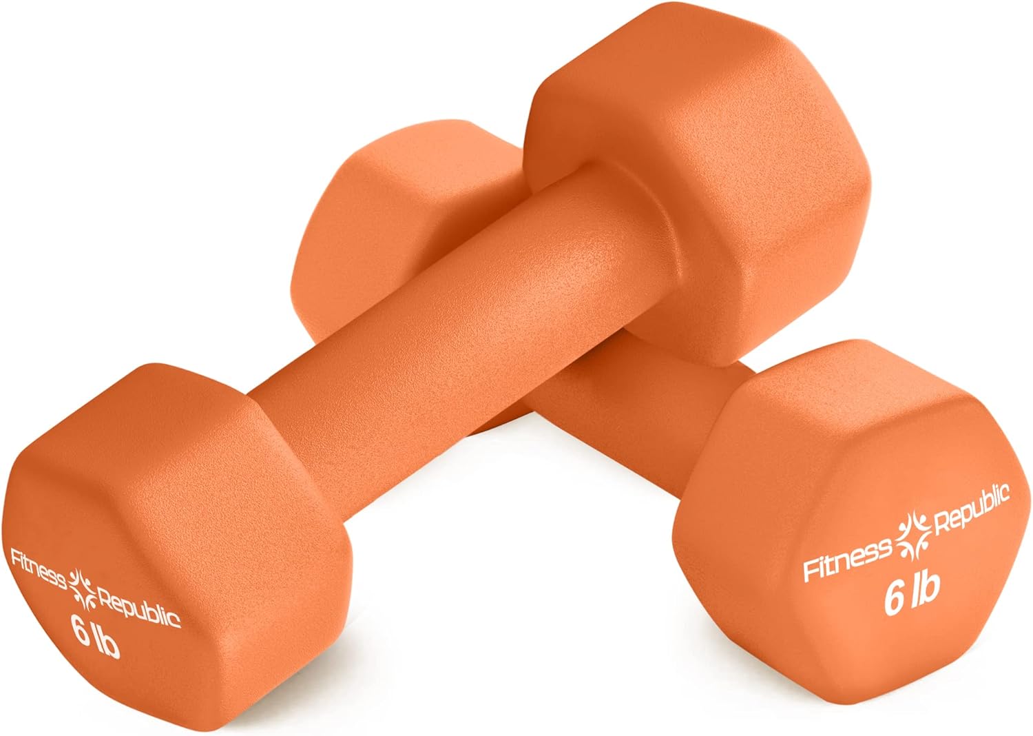 Neoprene Dumbbell Set of 2, Non-Slip, Hex Shape, Free Weights for Muscle Toning and Strength Building - Portable Home Gym Hand Weights (Neoprene) 06 lbs - Orange