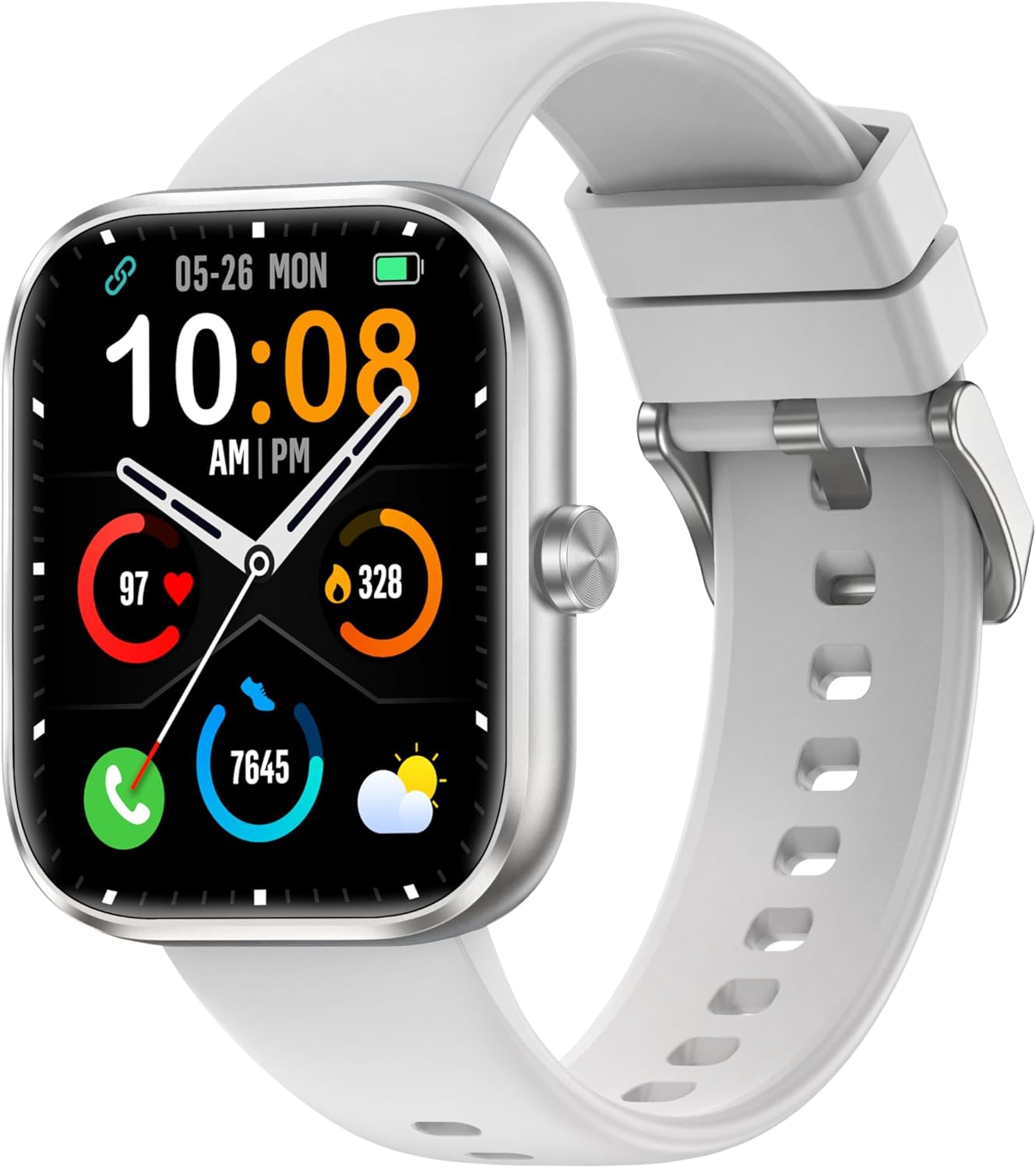 Smart Watch for Men Women with Bluetooth Calls, 1.83" HD Touchscreen Fitness Tracker, Silver Gray