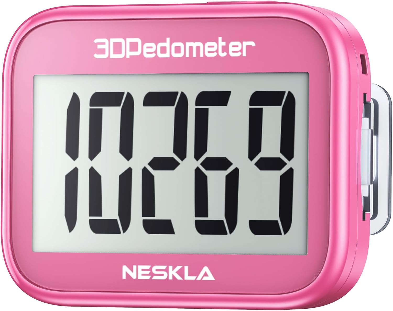 3D Pedometer for Walking, Simple Step Counter with Large Digital Display, Step Tracker with Removable Clip Lanyard, Accurately Track Steps for Men Women Kids Adults Seniors Pink
