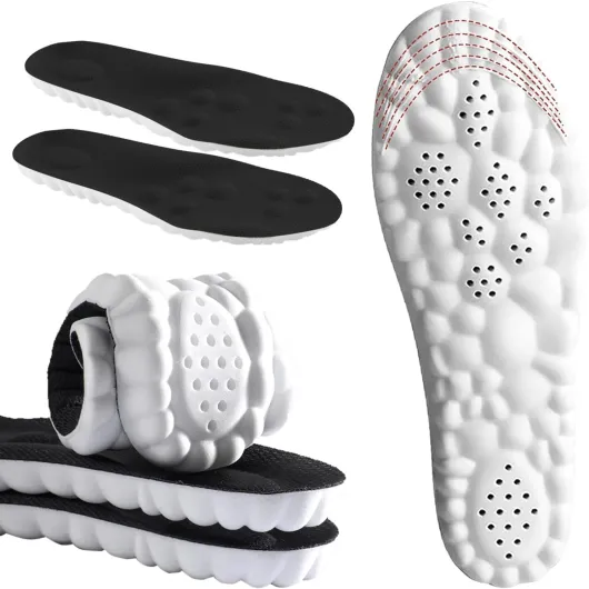 4D Cloud Insoles for Men and Women Memory Foam Cloud Insoles Super Soft Anti-Fatigue, Shock Absorption, Relieve Foot Pain, (Black, Men: US 7-11) Black Men: US 7-11