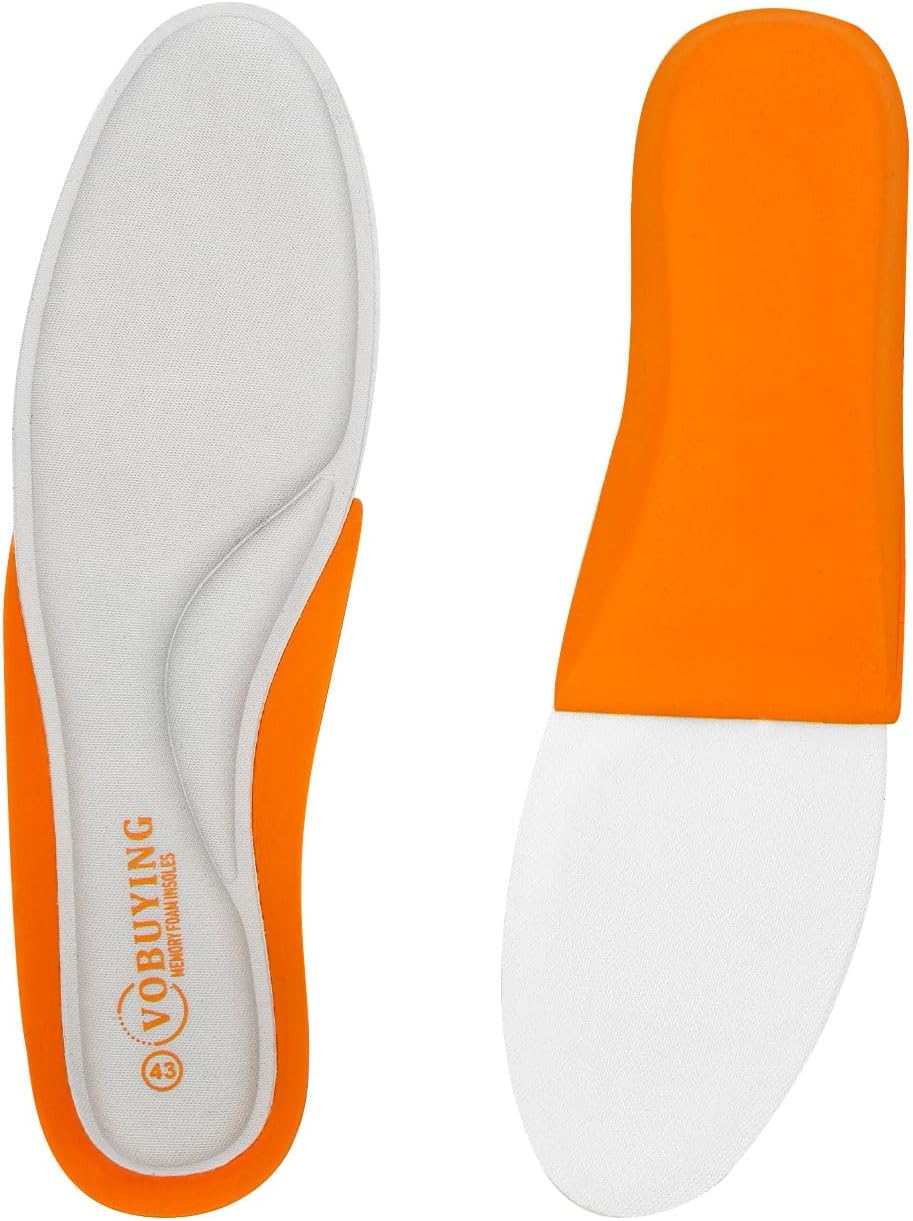 Memory Foam Sports Insoles U-Heel Cup Arch Support – Shock-Absorbing Comfort for Men & Women, Sneakers, Boots & Leather Shoes（M9-42）