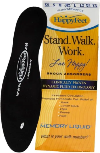 Happy Feet Plantar Fasciitis Flat Feet Orthotic Support Gel Insert Shoe Insoles for Men and Women M (Men 7 - 8) (Women 8½ - 10)