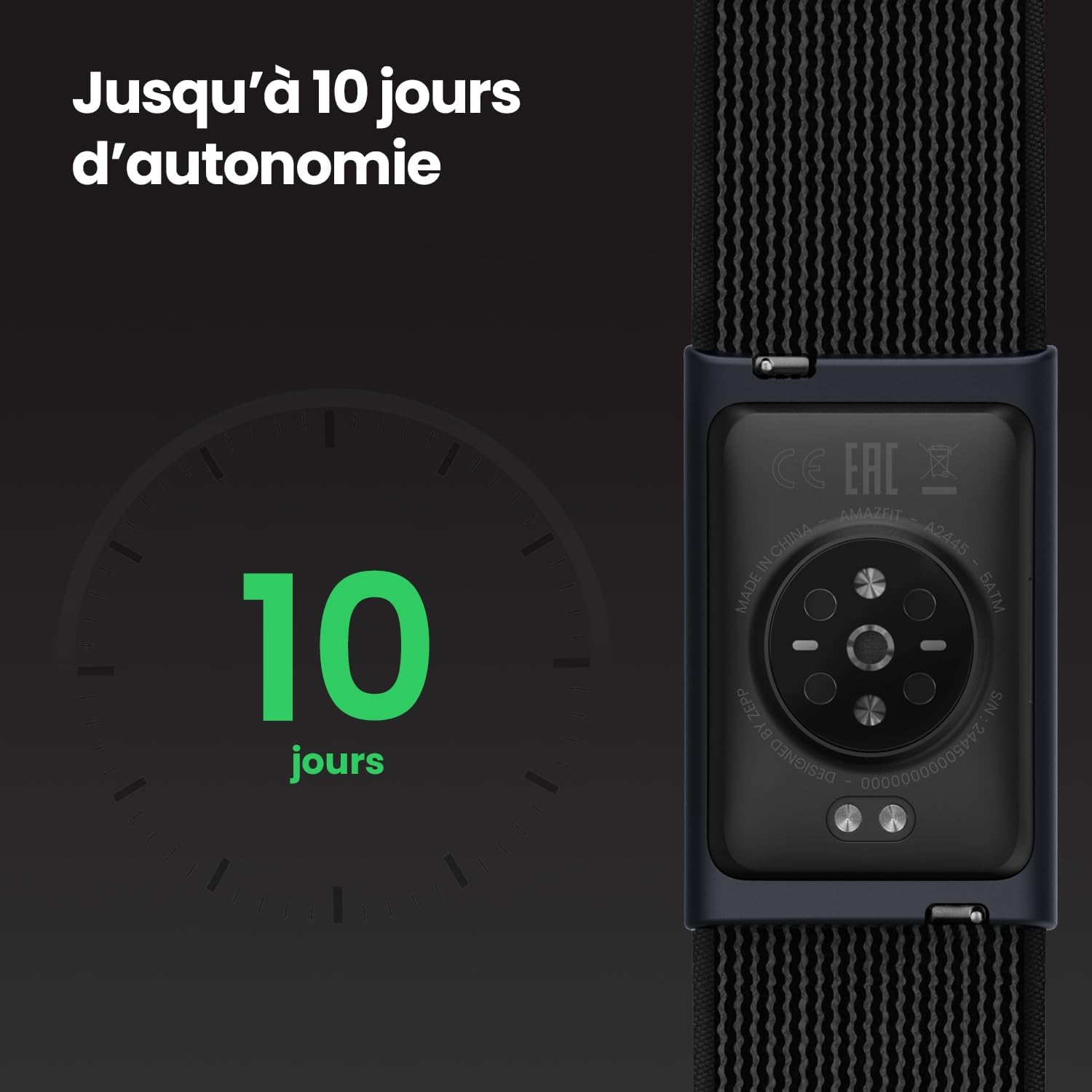Amazfit Helio Strap Bracelet d'Activité, Suivi Sommeil & Cardio, 10 Jours Batterie, 50+ Modes de Sport, Musculation, Course Hyrox, Aucun Abonnement Requis, Tracker d’Activité pour Android et iOS