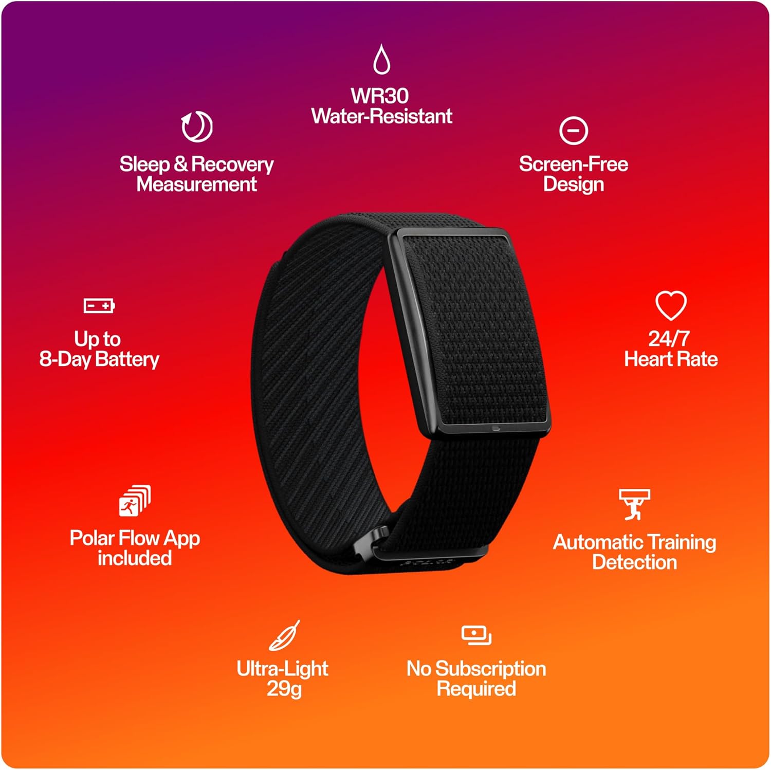 LOOP – Screen-Free Wellness Tracker with 24/7 Heart Rate, Sleep & Activity Tracking, 8-Day Battery, No Subscription, Black