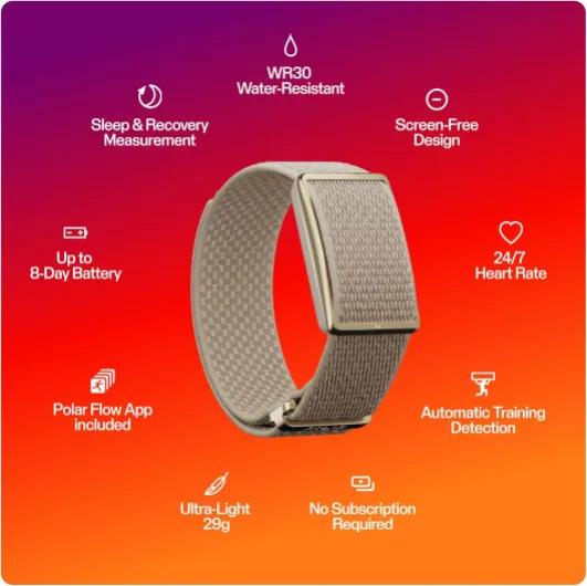 LOOP – Screen-Free Wellness Tracker with 24/7 Heart Rate, Sleep & Activity Tracking, 8-Day Battery, No Subscription, Gold Sand