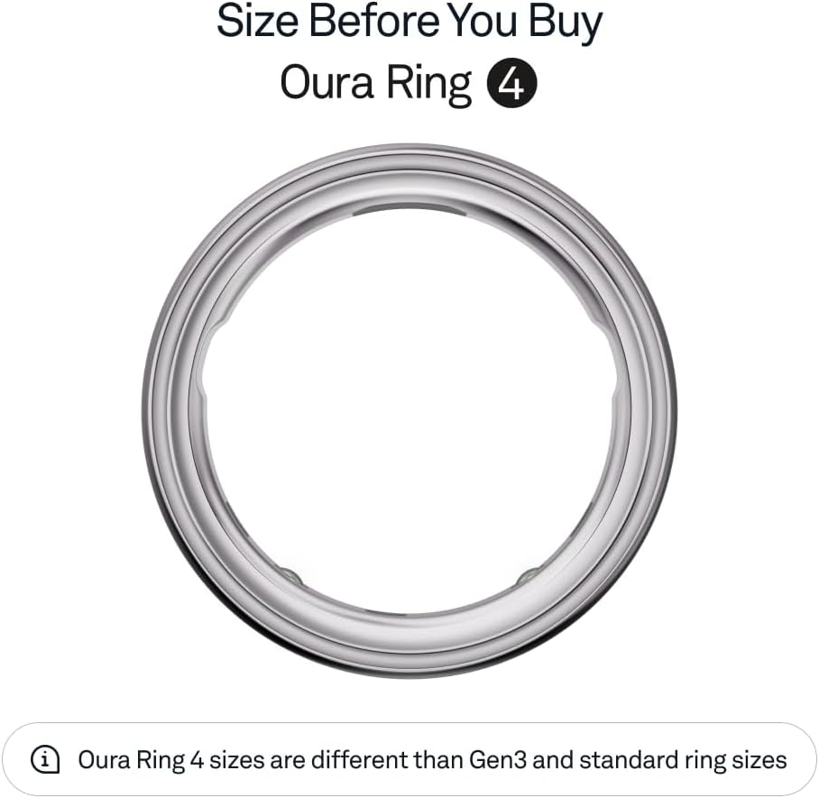 Ring 4 - Silver - Size 8 - Smart Ring - Sleep Tracking Wearable - Heart Rate - Fitness Tracker - Up to 8 Days Battery Life Silver 8