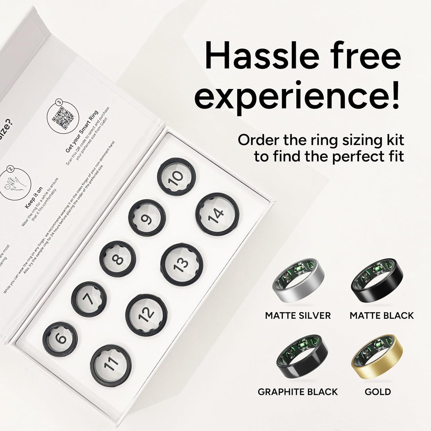 Smart Ring - 7+ Day Battery - Sleep, Fitness, Nutrition, Stress - Track Steps, VO2 Max, Recovery, Calorie Counter - Buy Sizing Kit First - Smart Ring for Men & Women - Titanium, Matte Silver 10 10 Matte Silver