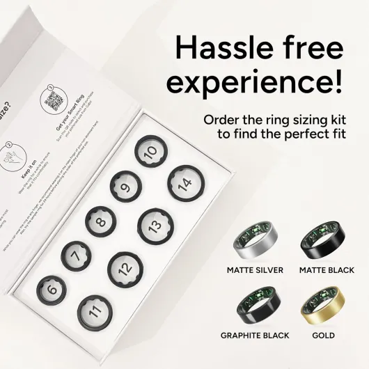 Smart Ring - 7+ Day Battery - Sleep, Fitness, Nutrition, Stress - Track Steps, VO2 Max, Recovery, Calorie Counter - Buy Sizing Kit First - Smart Ring for Men & Women - Titanium, Matte Silver 10 10 Matte Silver