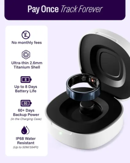 Smart Ring with No Monthly Fee, IP68 Waterproof Sleep Tracker & Fitness Ring, Heart Rate Monitor, Activity & Health Tracking, Wearable for Men Women, Compatible with iOS & Android Blue 7