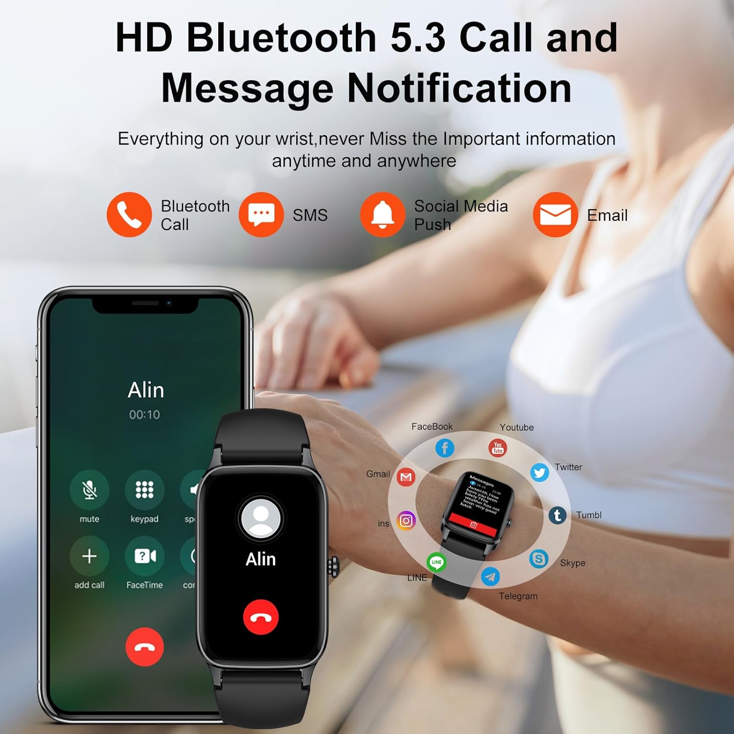 Smart Watch for Men Women, 1.57"HD Touch Control Smartwatch Answer/Make Calls, Fitness Watch with Heart Rate Sleep Monitor, IP68 Waterproof Activity Tracker with 110+ Sport Smart Band for Android iOS A-Black