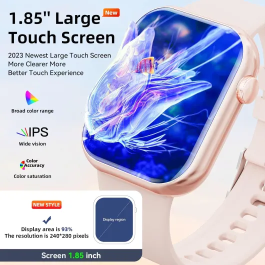 Hwagol Smart Watch (Answer/Make Calls), 1.85" Fitness Tracker, Smartwatch Heart Rate/Sleep Monitor/Pedometer/Calories, 140+ Sports Modes, Waterproof Women's Men's Fitness Watch for Android iOS Pink