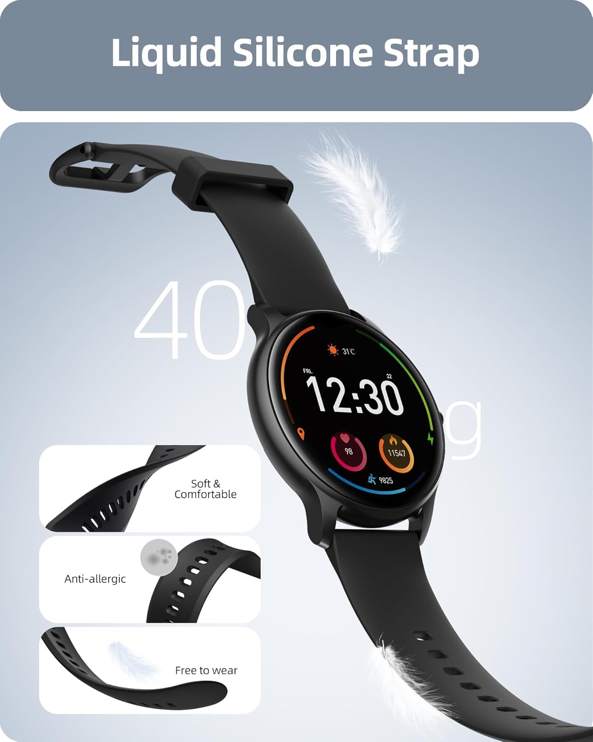 Smart Watch Answer/Make Call, Fitness Watch for Men Women, Smartwatch IP68 Waterproof, 100+ Sport Modes, Heart Rate/Sleep Monitor, Fitness Watch for Android and iOS, Black, SPROD1