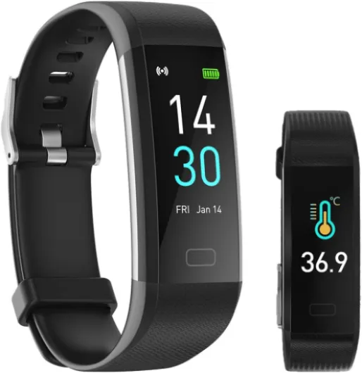 Activity Tracker Fitness Trackers Smart Watch with Body Temperature Heart Rate Blood Pressure Monitor IP68 Waterproof with Sleep Monitor Calorie Step Counter for Women Men black