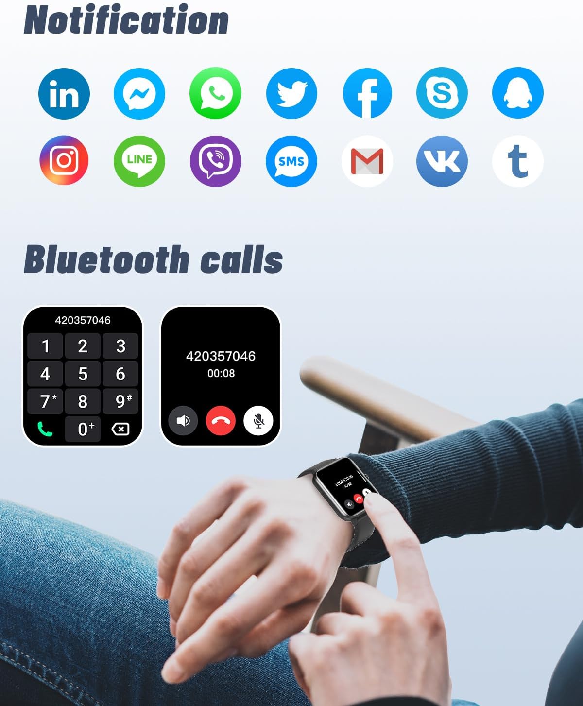 Smart Watch Answer Make Call,Smart Watches for Women Men with Heart Rate/SpO2/Sleep Monitor,Step Calories Counter,Sports Fitness Tracker SMS Notification,IP68 Waterproof for iOS Android Phone Black