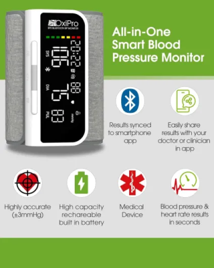 BP2 Smart Blood Pressure Monitors with App - Health & Pharma Awards Winner 2026 - Arm Blood Pressure Machines - Universal Small to Large Arm Cuff - Bluetooth BP Monitor