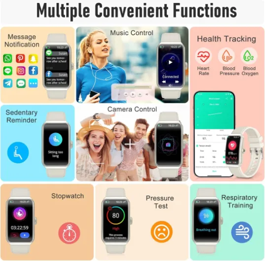 Fitness Tracker with 24/7 Heart Rate, Blood Pressure Blood Oxygen Sleep Monitor,103 Sports Modes Smart Watch IP68 Waterproof Activity Trackers, Step Counter Calories Pedometer for Women Men (Beige)